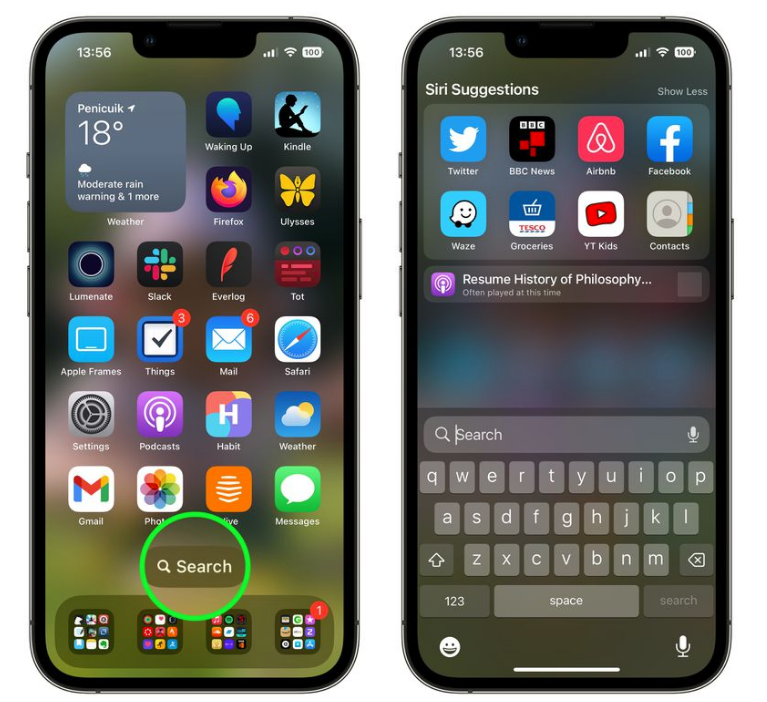 牡丹江苹果手机维修分享升级到 iOS 16 后，如何删除主屏幕上的搜索按钮 