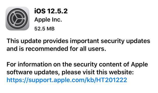 牡丹江苹果手机维修分享iOS12.5.2发布，建议所有老苹果用户安装 